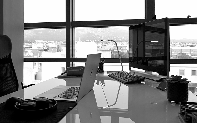 Laptop on table